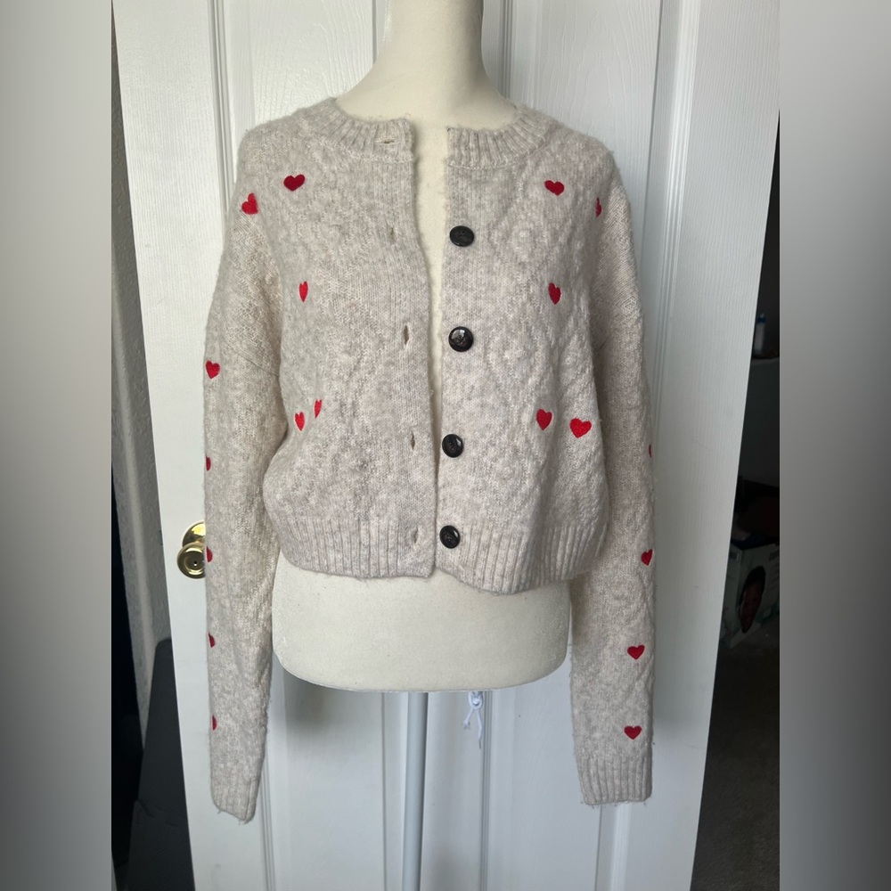 Jessica Simpson Cardigan with Red Hearts